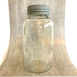 Vintage Canadian Jewel 1.75 Quart Mason Jar with Glass Lid
